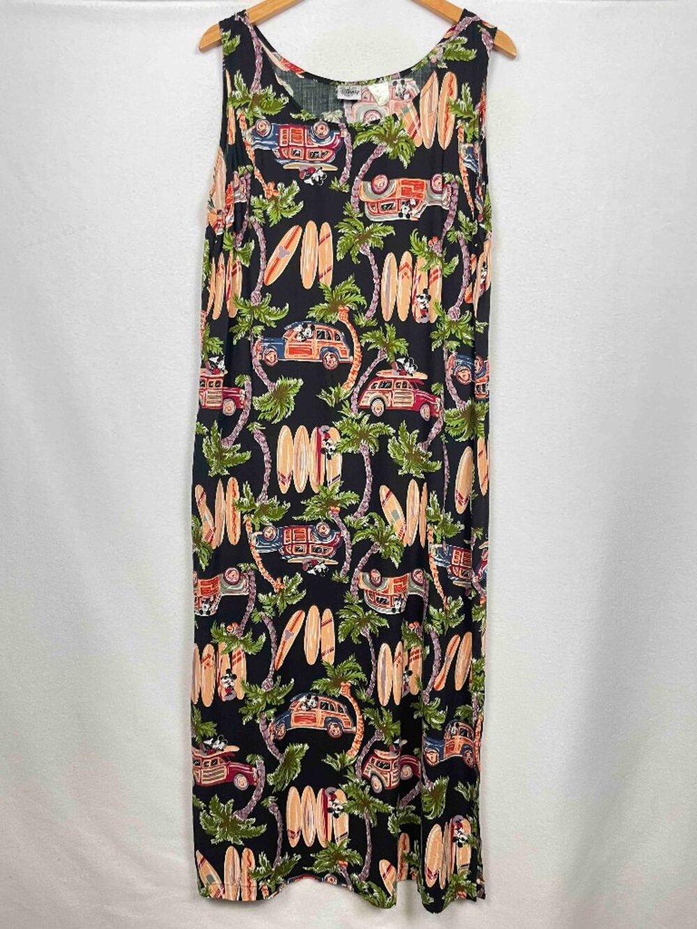 Vintage 90's Disney Mickey Mouse Surfing Sleeveless Maxi Sundress Womens Size XL